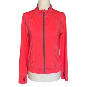 Women’s Size Large Danskin Now Coral Mock Neck Athletic Track Jacket